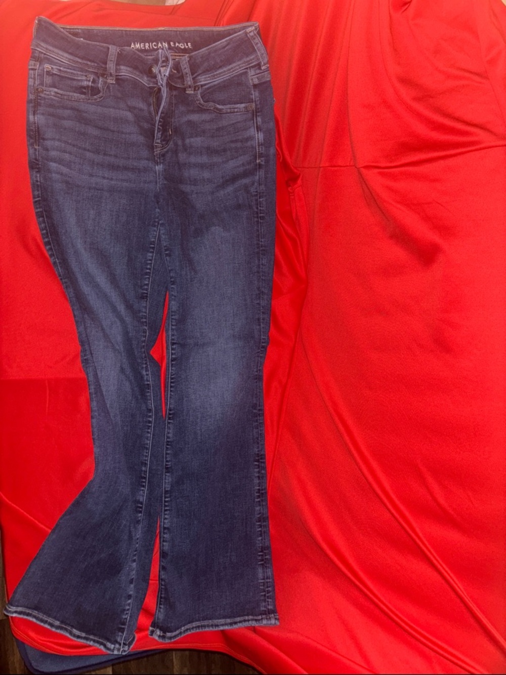 American Eagle Outfitters Dark Blue Wide Leg Jeans, short
